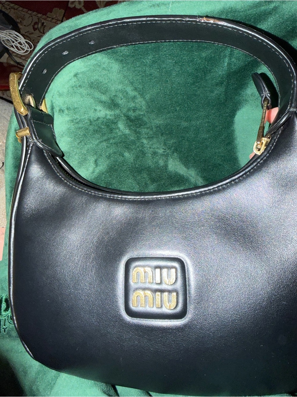 Miu Miu Black HonLeather Shoulder Bag